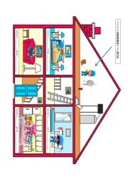 English Worksheet: Parts of the house with verbs