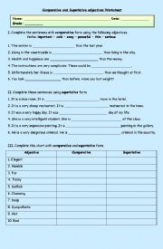 English Worksheet: Comparative and superlative adjectives 