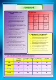 English Worksheet: Homework