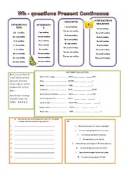 English Worksheet: WH QUESTIONS PRESENT CONTINUOUS