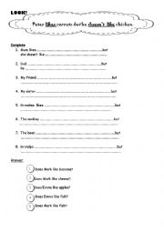 English Worksheet: SIMPLE PRESENT: LIKE