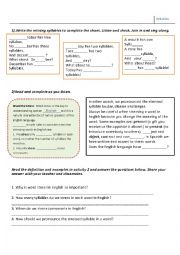 English Worksheet: Syllables