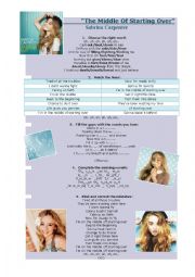 English Worksheet: Song: The middle of starting over - Sabrina Carpenter