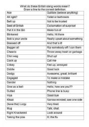English Worksheet: British Slang - Matching