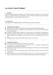 English Worksheet: Naked wedding debating