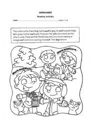 English Worksheet: reading clothes