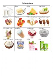 English Worksheet: Dairy Products Picture dictionary