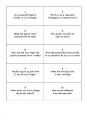 English Worksheet: 50 conversation starter cards