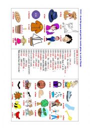 English Worksheet: TEST. PLURAL NOUNS.(in a form of an illustrated poem)