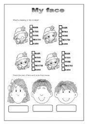 English Worksheet: Face