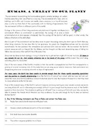 English Worksheet: The environment