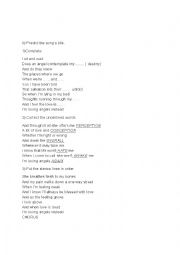 English Worksheet: Angels by Robbie Williams, song exercise