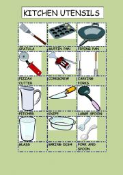 English Worksheet: KITCHEN UTENSILS