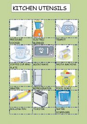 English Worksheet: KITCHEN UTENSILS 3