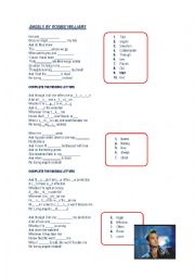 English Worksheet: song angels by Robbie Wlliams