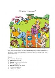 English Worksheet: Memory game