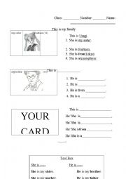 English Worksheet: Third Person (He/She) + is 