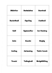 English Worksheet: Sports matching game