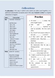 English Worksheet: Collocations 