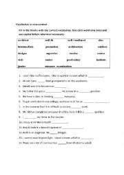 English Worksheet: Vocabulary Pre-Intermediate