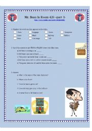 English Worksheet: Mr Bean in room 426