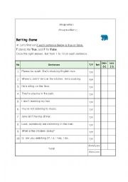 English Worksheet: Betting Game(Present Continuous)