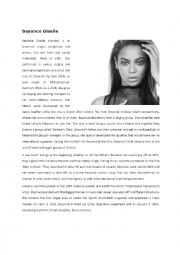 English Worksheet: Beyonc Knowles