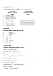English Worksheet: demonstratives and articles 