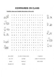 English Worksheet: CLASSROOM ENGLISH WORDSEARCH