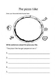 English Worksheet: The Pizza I Like