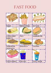 English Worksheet: FAST FOOD