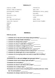 English Worksheet: Personality adjectives