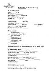 English Worksheet: songs