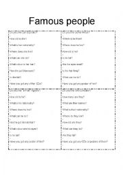 English Worksheet: Famous people 