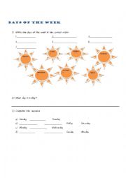 Days of the week worksheet