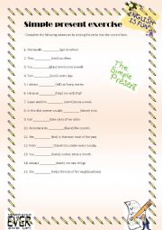 English Worksheet: Simple Present Exercises