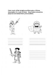 English Worksheet: Describe the knights (writting exercise)