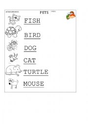 English Worksheet: Pets matching