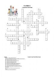 family crossword crosswords worksheets