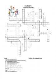 English Worksheet: Family Crossword