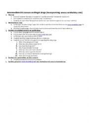 English Worksheet: Conversation and research on Illegal Drugs introducing www.vocabular.com