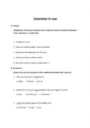 English Worksheet: Grammar In Use, Worksheet 3