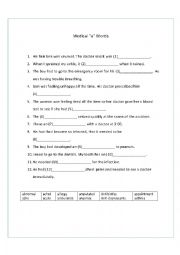 English Worksheet: Medical Word Gap Fill Letter A