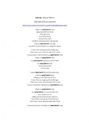 English Worksheet: Song for Present Simple and Continuous