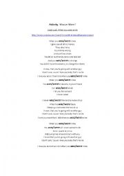 English Worksheet: Song for Present Simple and Continuous