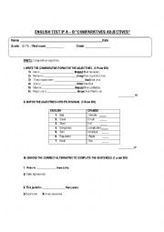 English Worksheet: Comparatives test 
