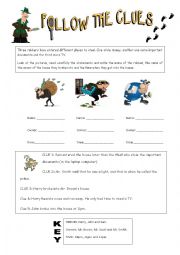 English Worksheet: Reading comprehension:  Follow the clues