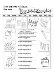 English Worksheet: Count. How many ... ?