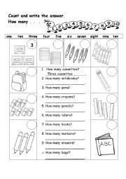 English Worksheet: Count. How many ... ?