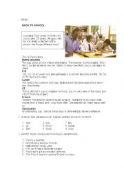 English Worksheet: BACK TO SCHOLL